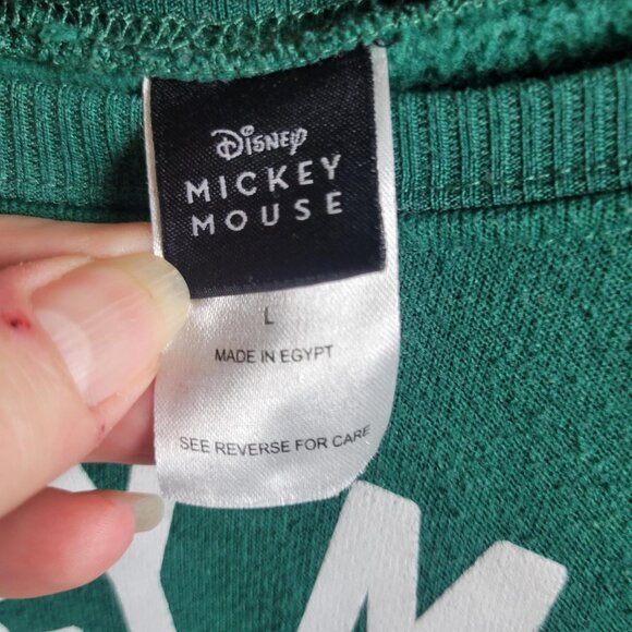 Disney Sweatshirt Adult Boxy L Green Mickey Mouse Sweater Pullover Vintage Egypt - Picture 5 of 6
